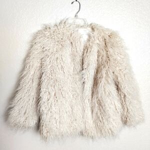 NWT H&M Cream Faux Fur Coat sz Xs